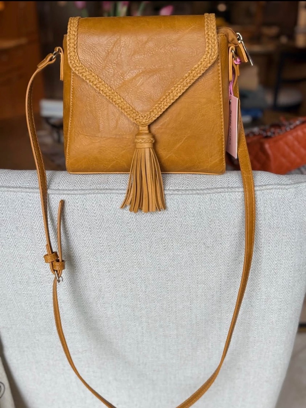 Women’s Mustard Tan Tassel Crossbody Bag